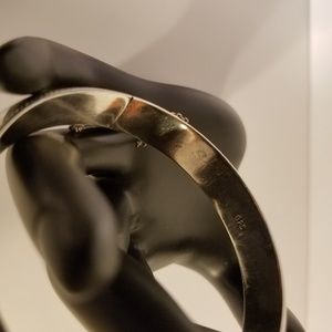70's Oversized Etched Silver Bangle Bracelet main image 1
